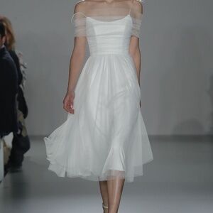 Amsale Off the Shoulder White Dress